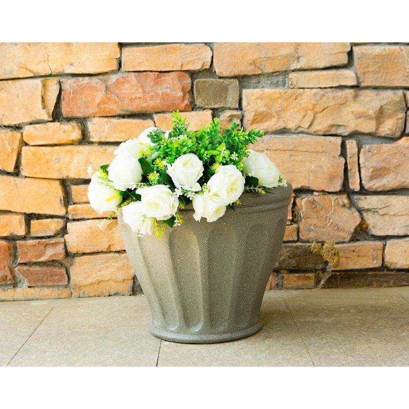 15.4" Kante Lightweight Classic Fluted Outdoor Urn Planter Granite Gray - Rosemead Home & Garden, Inc
