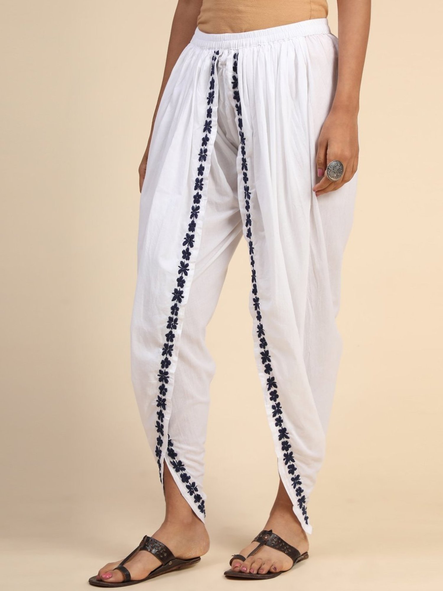 House of Kari White Fizaa Chikankari Hand Embroidery Dhooti