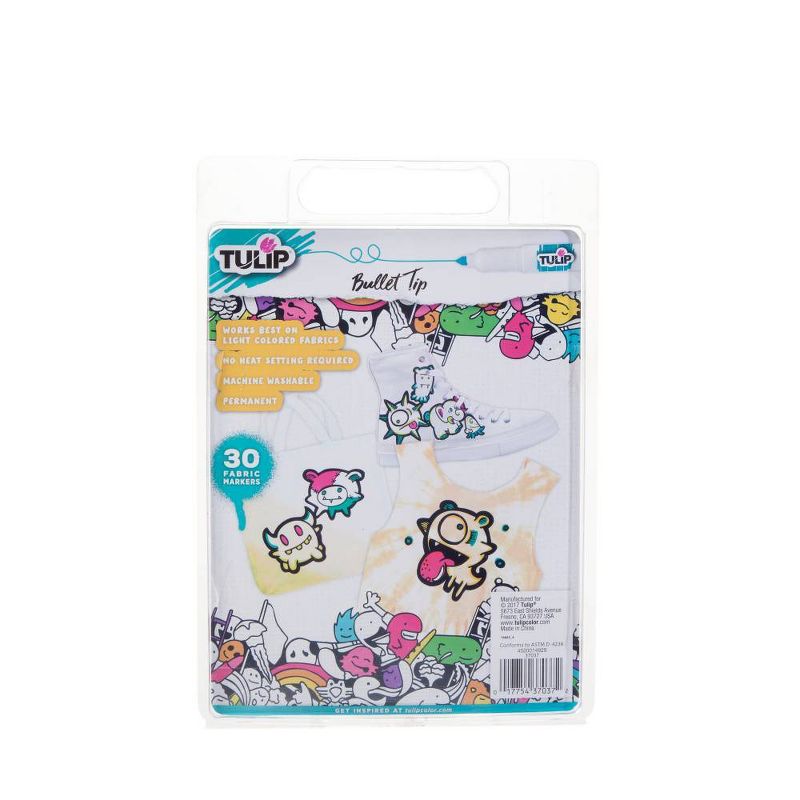 Tulip 30ct Rainbow Graffiti Bullet Tip Fabric Markers
