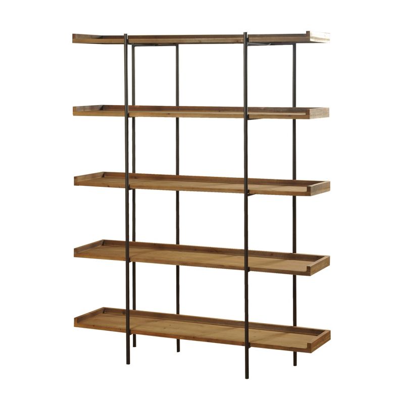 72" Bryan Keith Five Shelf Bookcase Natural/Black - Stylecraft