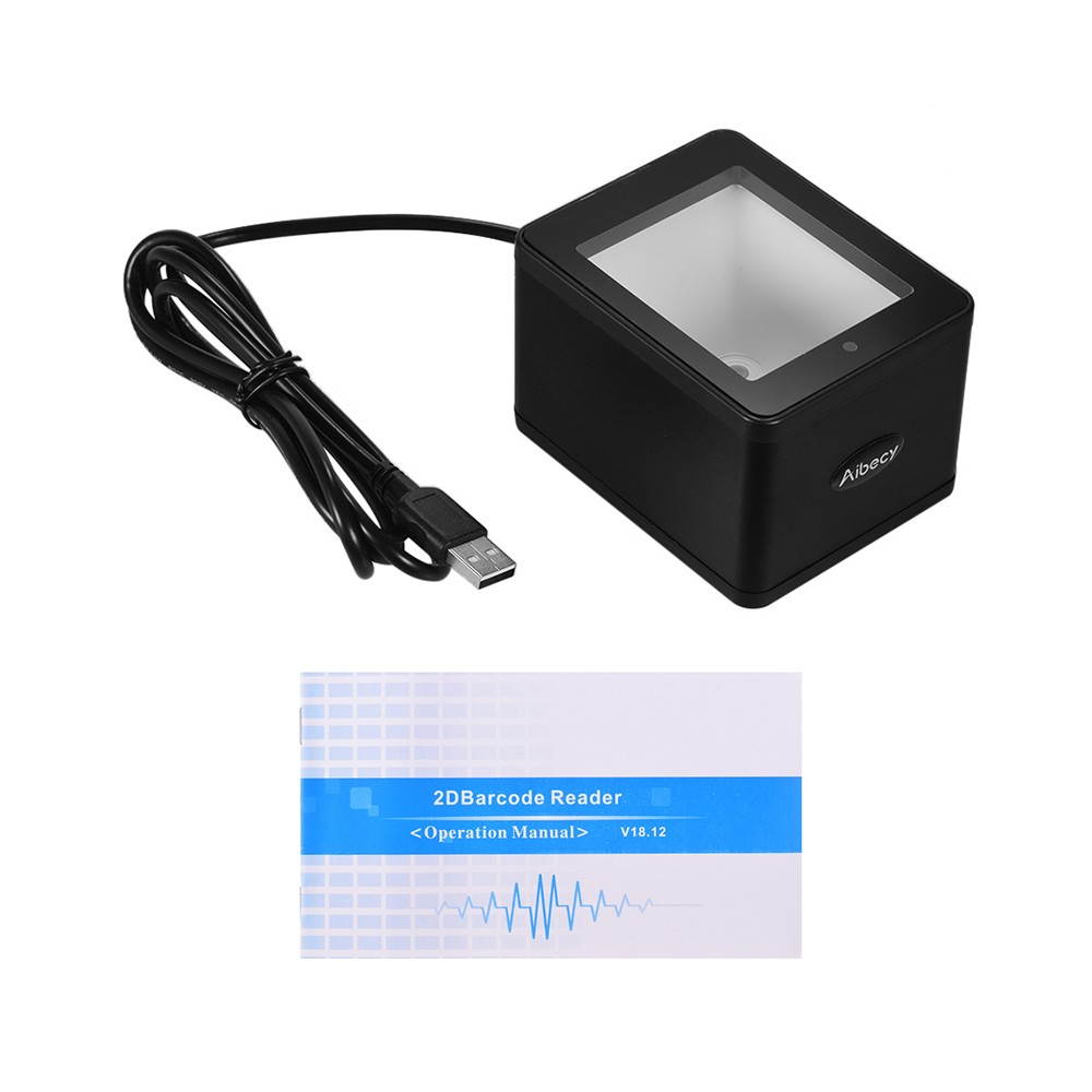 Desktop 1D/2D/QR Barcode Scanner USB Wired Bar Code Reader CMOS Image Hand-Free for Mobile Payment