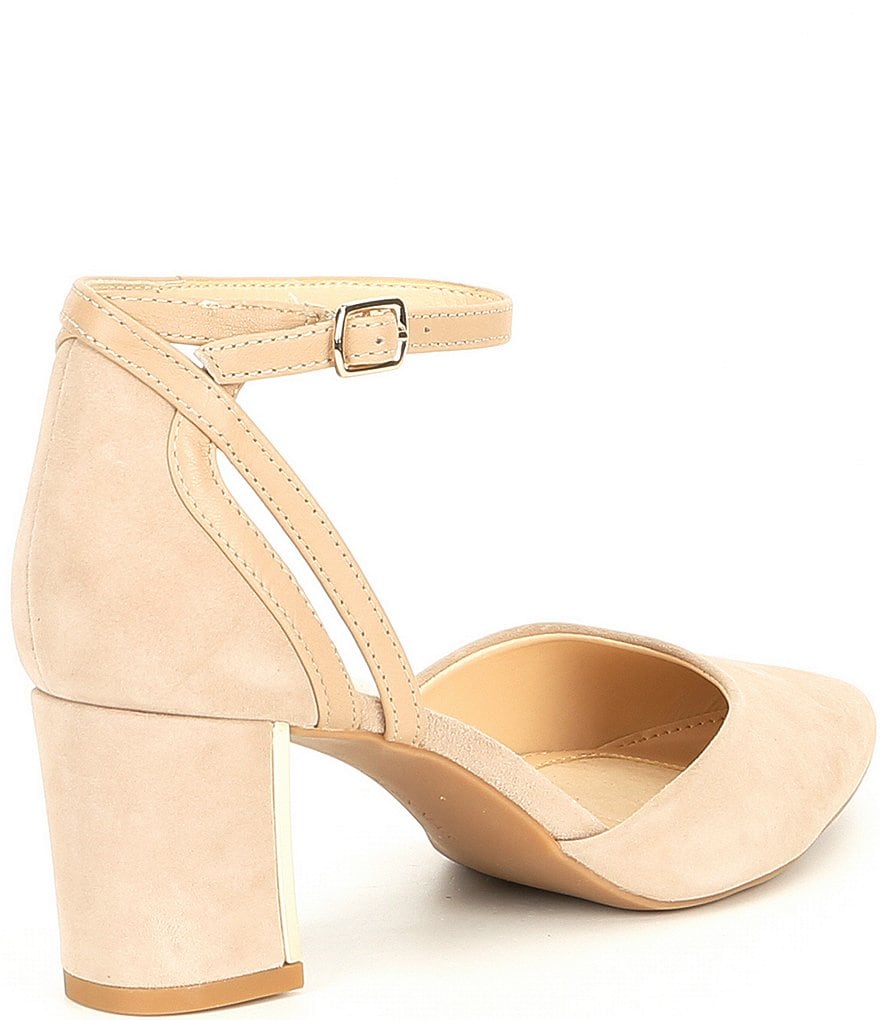 Alex Marie Nelvin Suede Ankle-Strap Block Heel Pumps