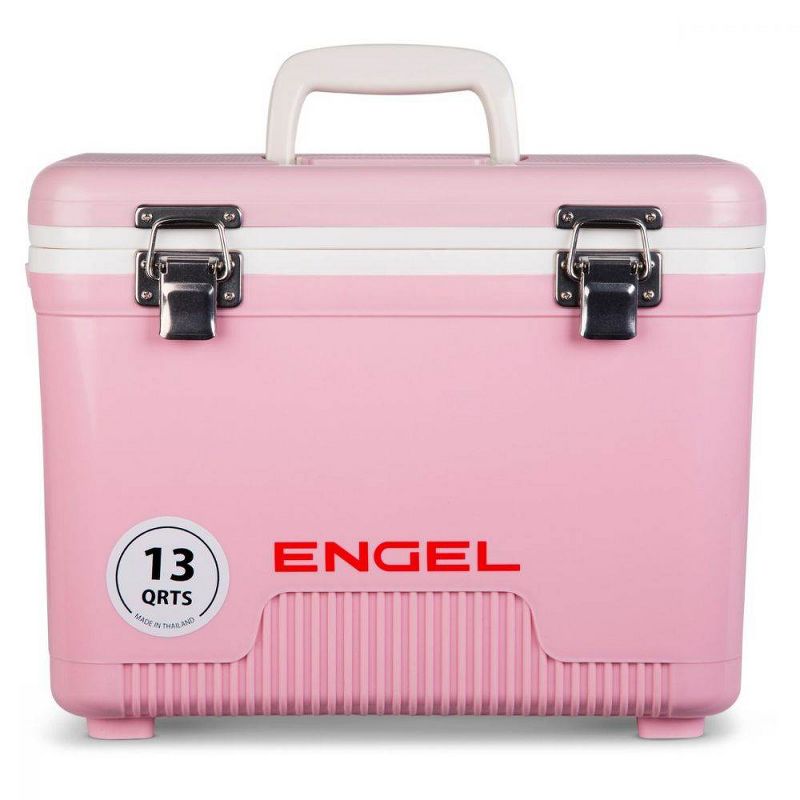 Engel 13 Quart Compact Durable Ultimate Leak Proof Outdoor Dry Box Cooler in Pink with Stain and Odor-Resistant Surface for 18 Cans or 12 lbs of Ice