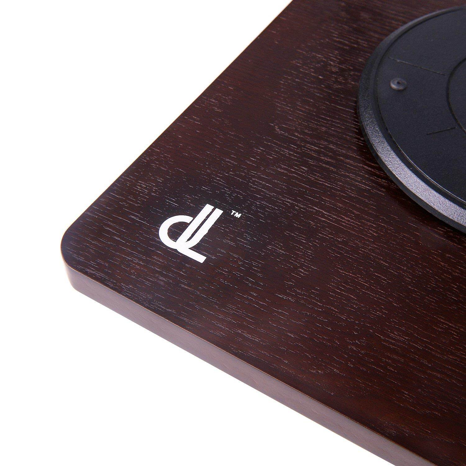 D&L 3-Speed Record Player with Built-in Stereo Speakers, Vintage Phonograph Turntable Support PC Recording, Pitch Control and RCA Output,Wood