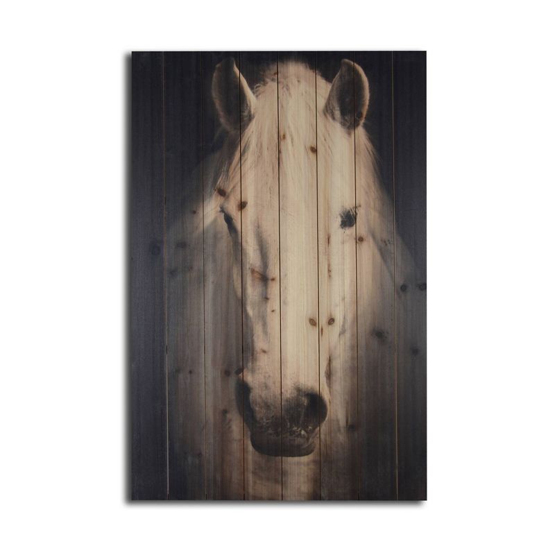 24" x 36" Horse Background Print on Planked Wood Wall Sign Panel Black - Gallery 57