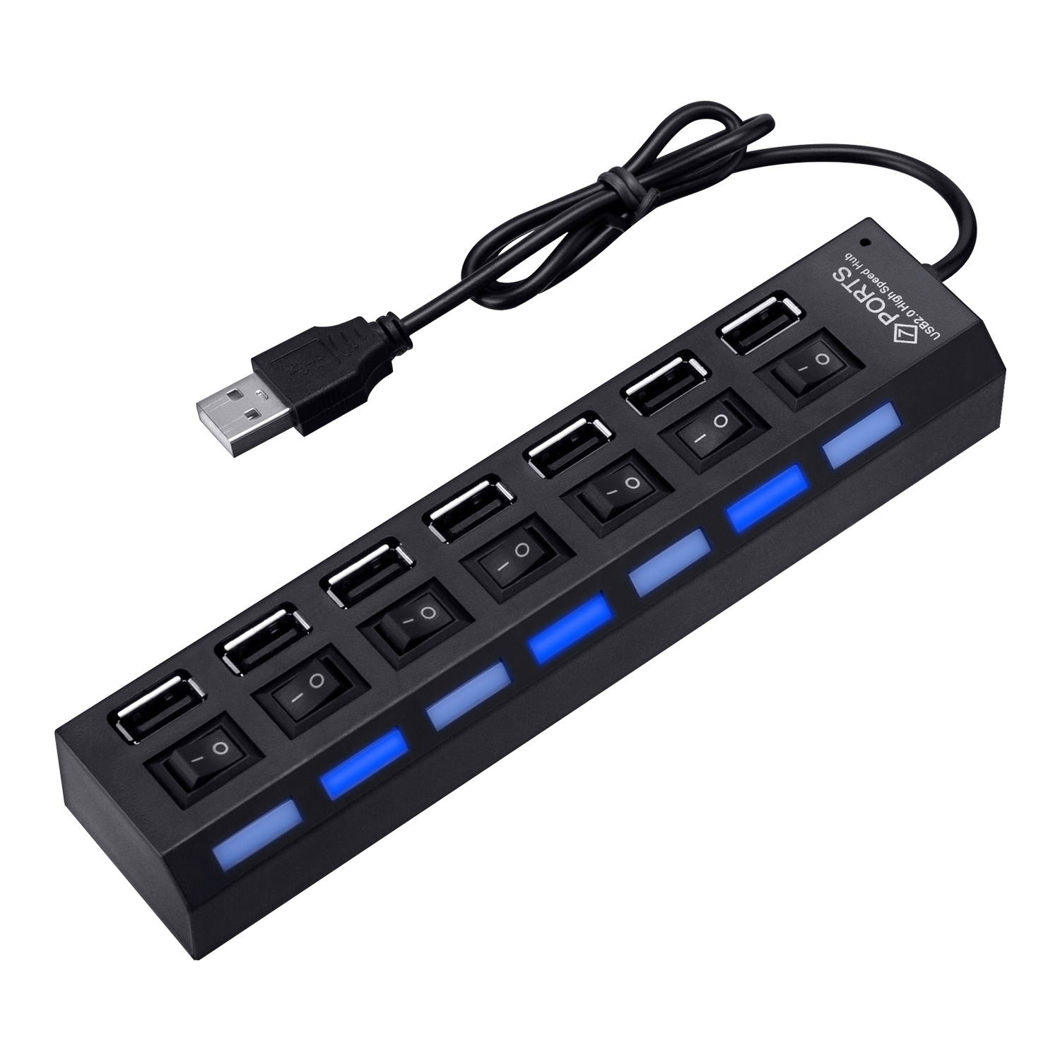 FirstPower 7 Port USB 2.0 Multi Charger Hub +High Speed Adapter ON/OFF Switch Laptop PC Computer Peripherals