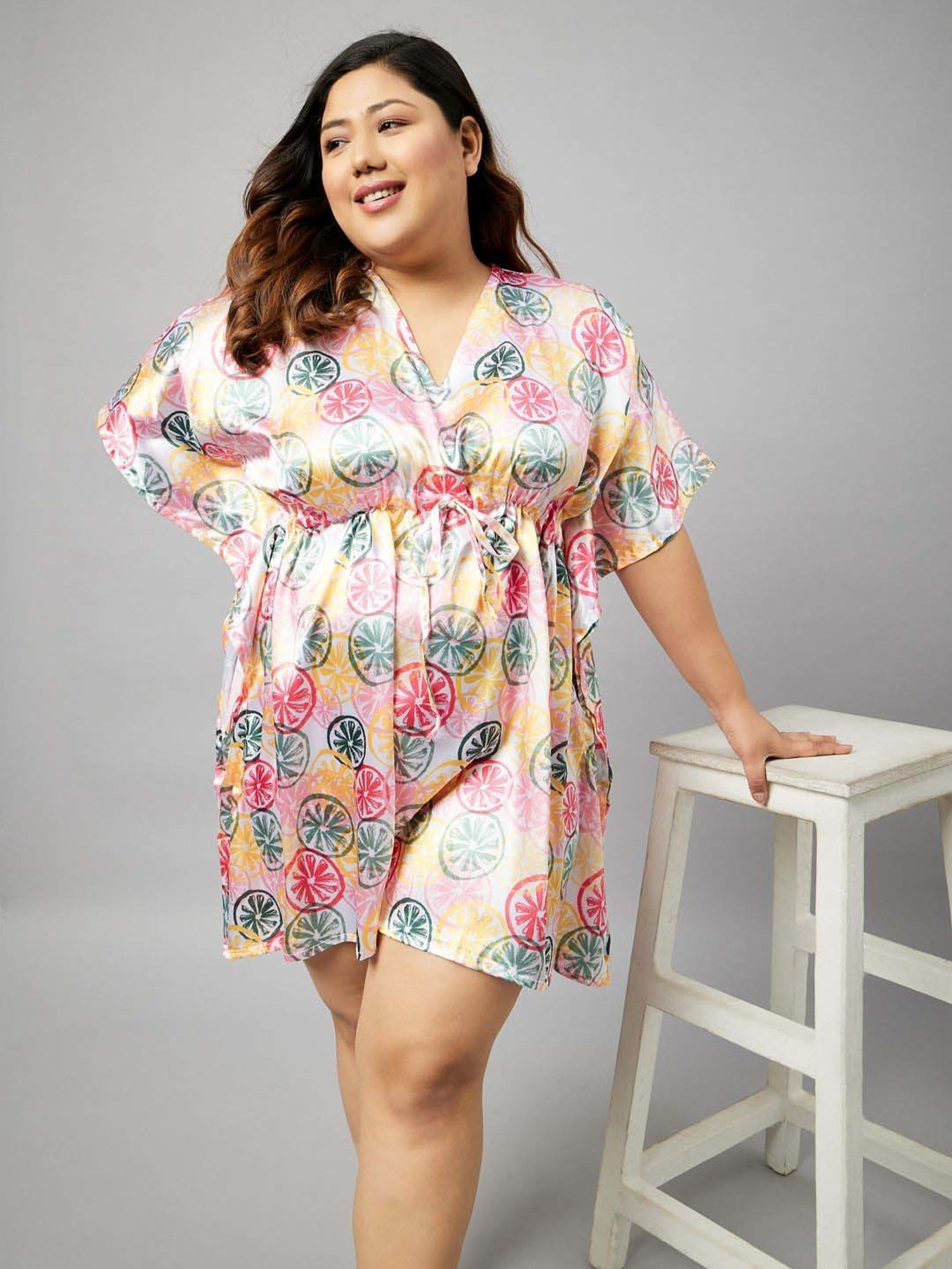 Secrets By ZeroKaata Pink Printed Kaftan