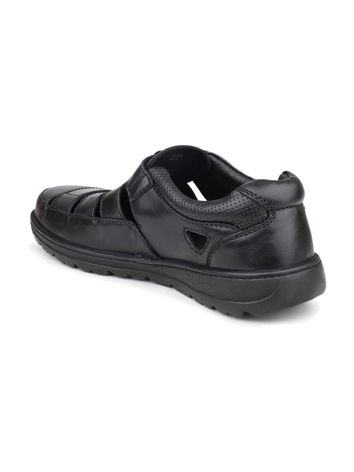 Atesber Men's Black Fisherman Sandals