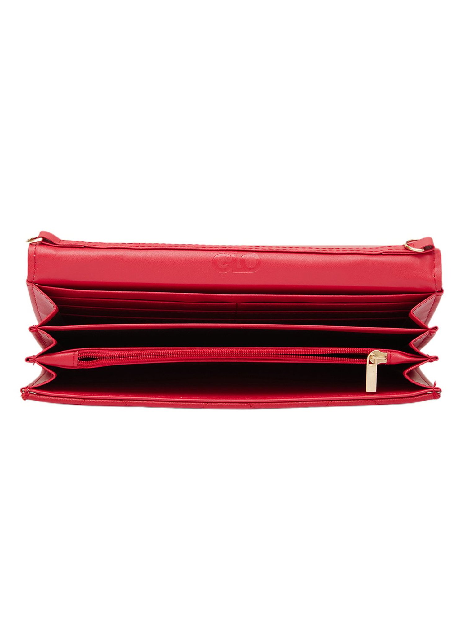 Globus Women Red Textured Vegan Leather Pouch Sling Bag