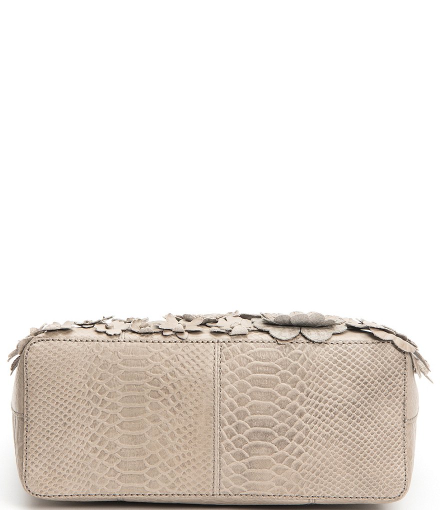 Frye Melissa Floral Snake Embossed Leather Tote Bag