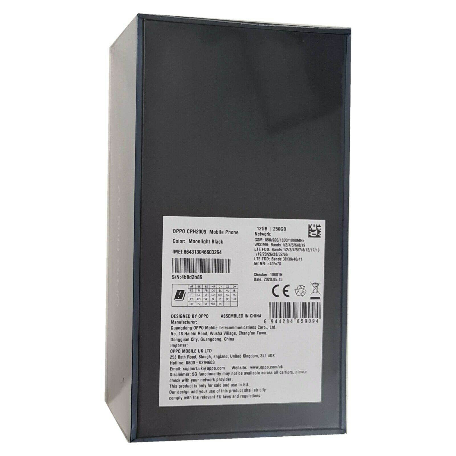 OPPO Find X2 Neo (5G) CPH2009 Single-SIM 256GB + 12GB RAM (GSM Only | No CDMA) Factory Unlocked Smartphone - Moonlight Black