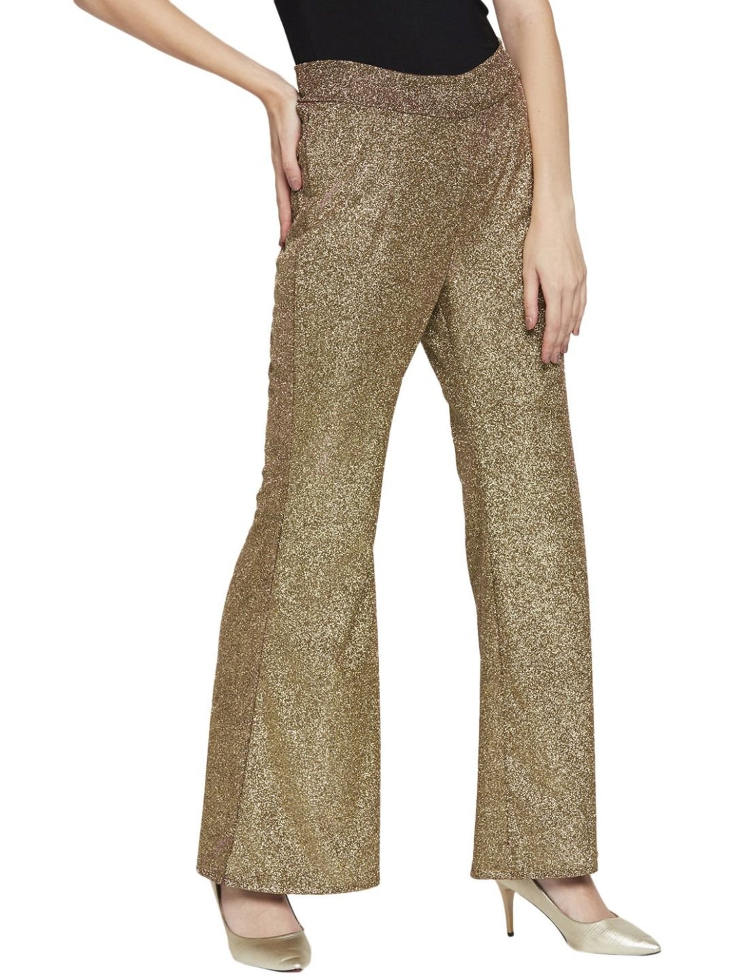 Ira Soleil Golden Regular Fit Palazzos