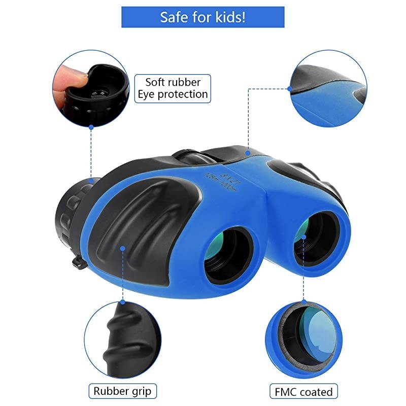 Toys for 48 Year Old Boys Compact Shockproof Binocular for Kids Gifts for 69 Year Old Boys Birthday Present for Kids 8x21 Blue