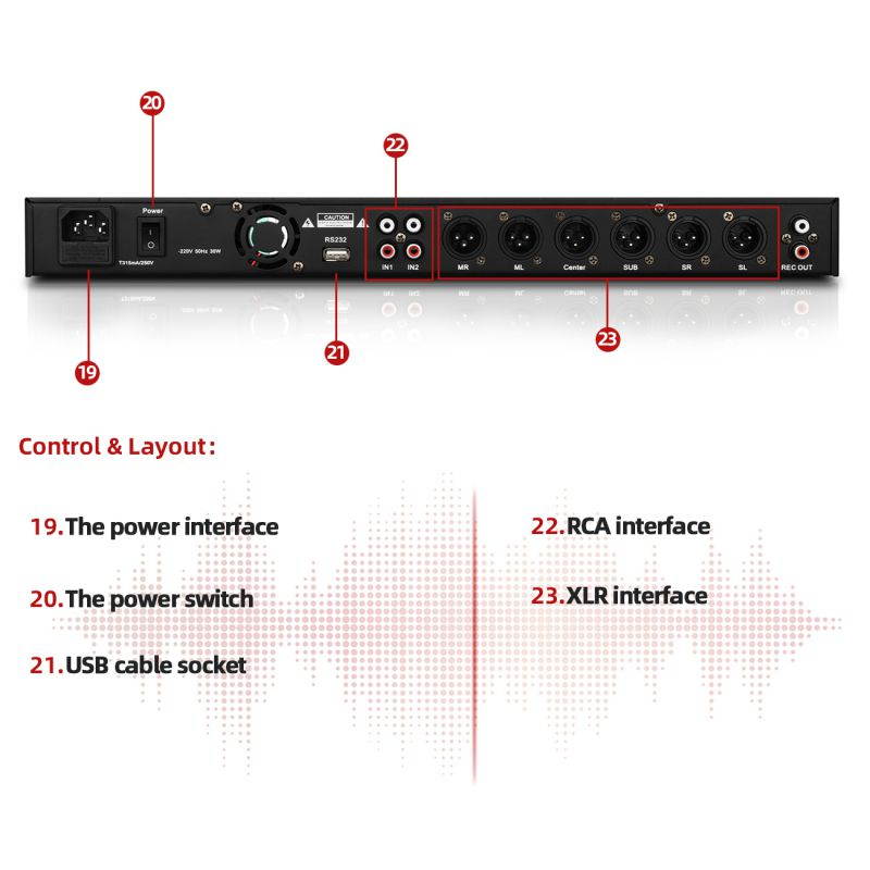 Depusheng X5 Karaoke Professional Digital Audio Processor Can Set via a PC Interface Prevent Howling