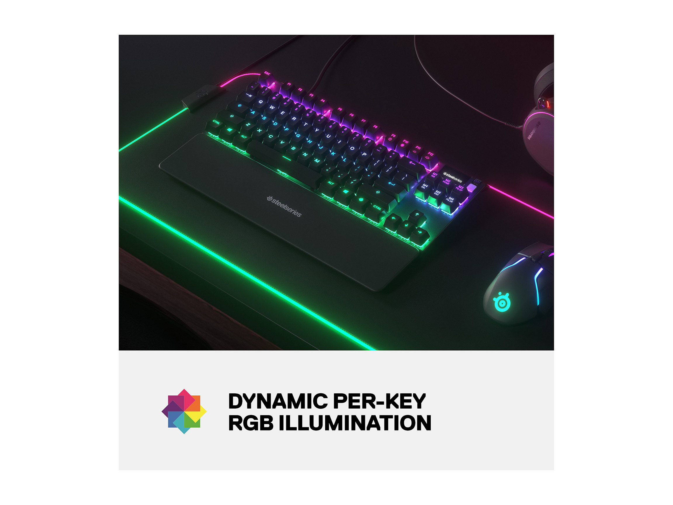 SteelSeries Apex 7 TKL Compact Mechanical Gaming Keyboard - OLED Smart Display - USB Passthrough and Media Controls - Linear and Quiet - RGB Backlit