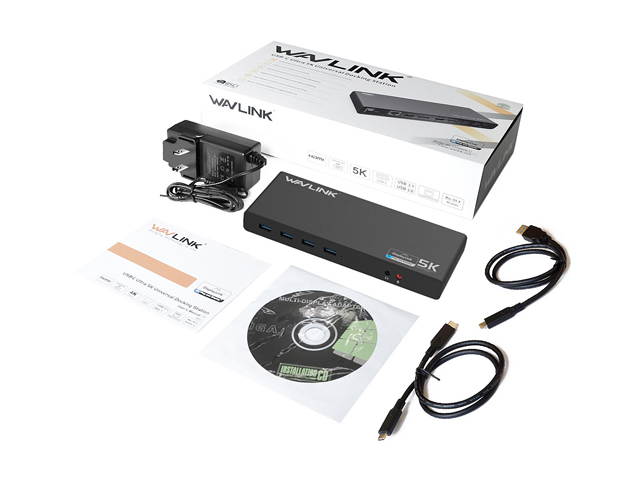 Wavlink Universal 5K USB-C/A Laptop Docking Station, 4K Dual Video Docking Station 2 x HDMI, 2 x DisplayPort, Gigabit Ethernet, USB C in, 6 x USB 3.0, Audio, Mic, For Windows & Mac, PD Not Supported