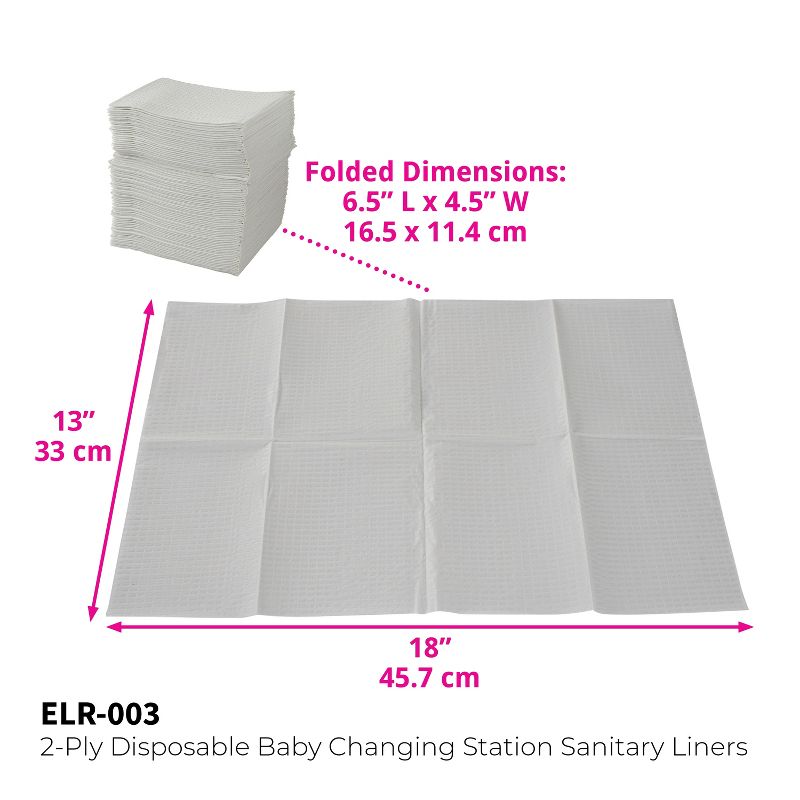 ECR4Kids 2-Ply Disposable Baby Changing Station Sanitary, Multipurpose Liners 13in x 18in 500-Pack