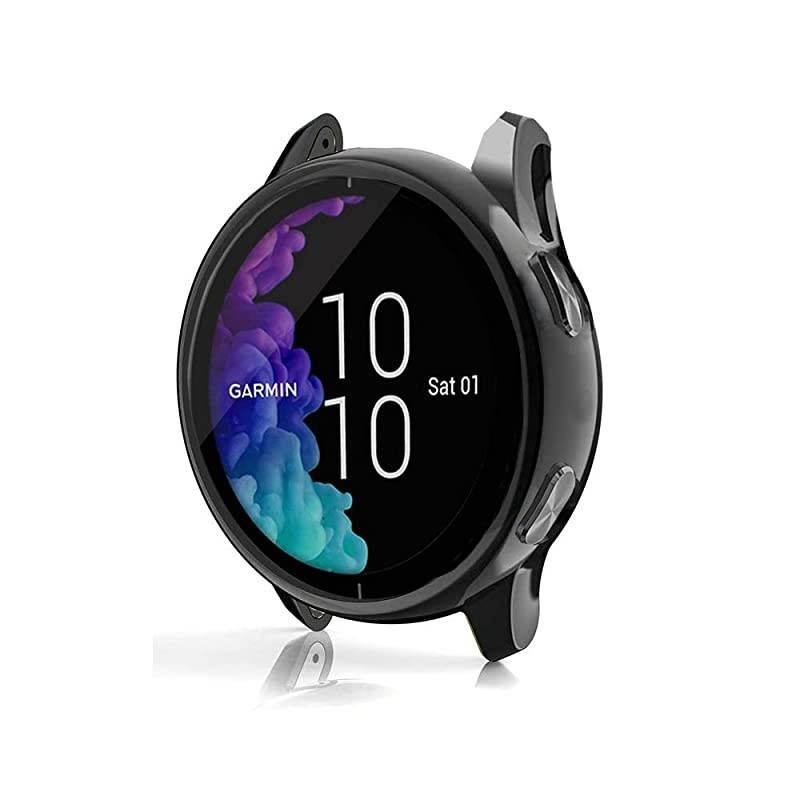 Compatible for Garmin Venu Case,  All-Around Protective TPU Bumper Cover Screen Protector Case Cover Compatible for Garmin Venu GPS Smartwatch (Black)