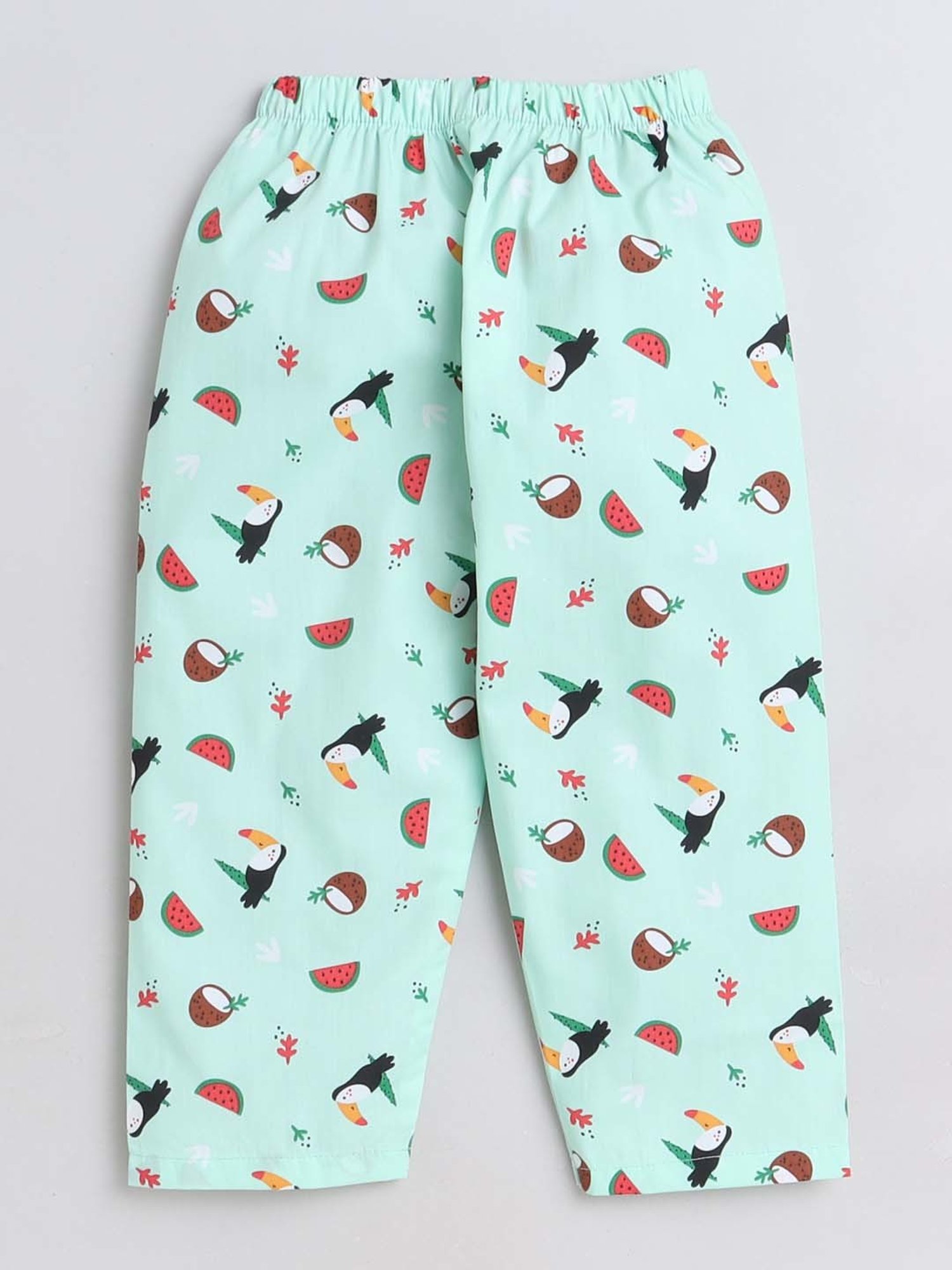 The Magic Wand Girls Mint Green Cotton Printed Full Sleeves Shirt Set