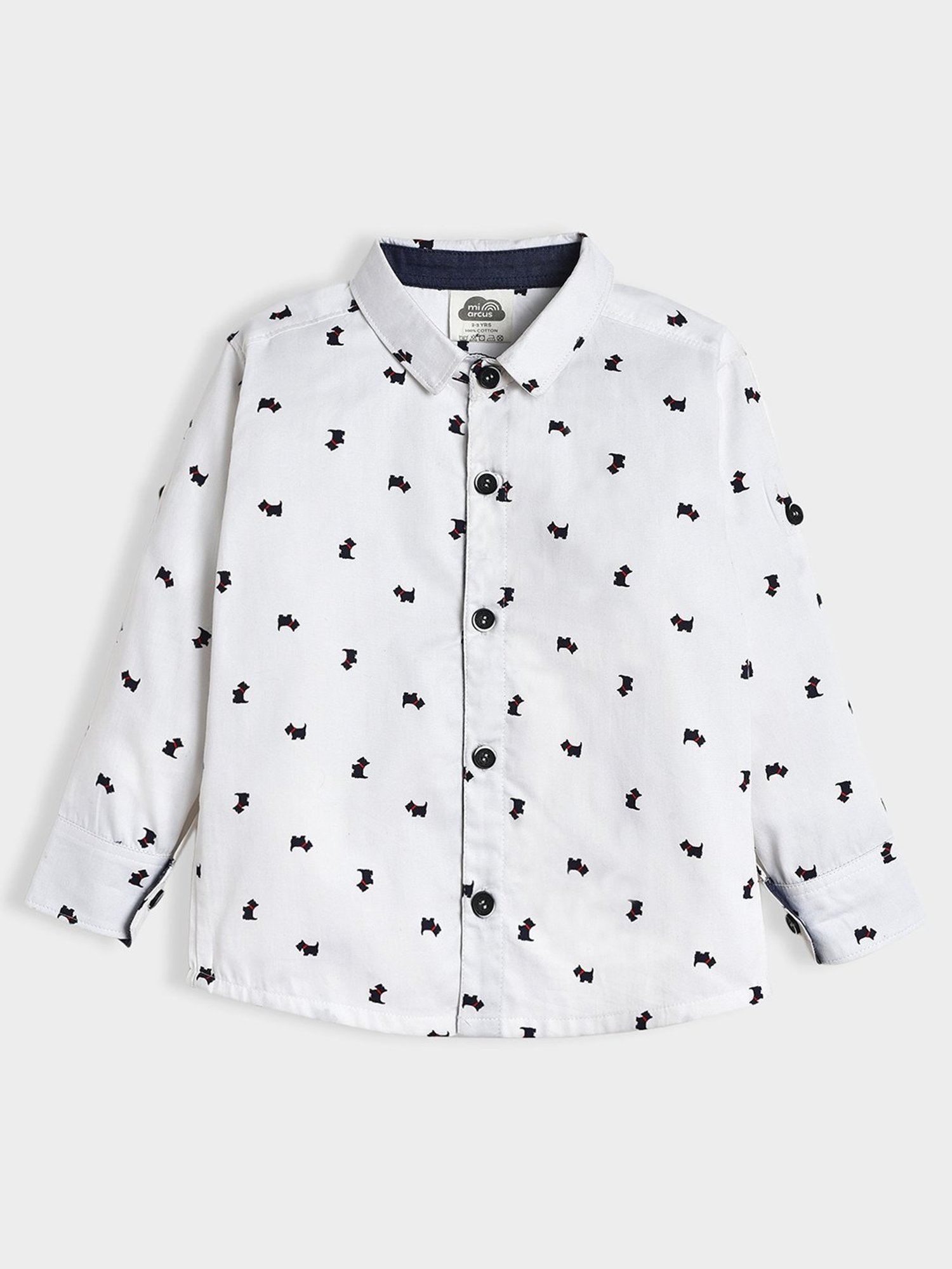 MiArcus Kids White Printed Full Sleeves Shirt