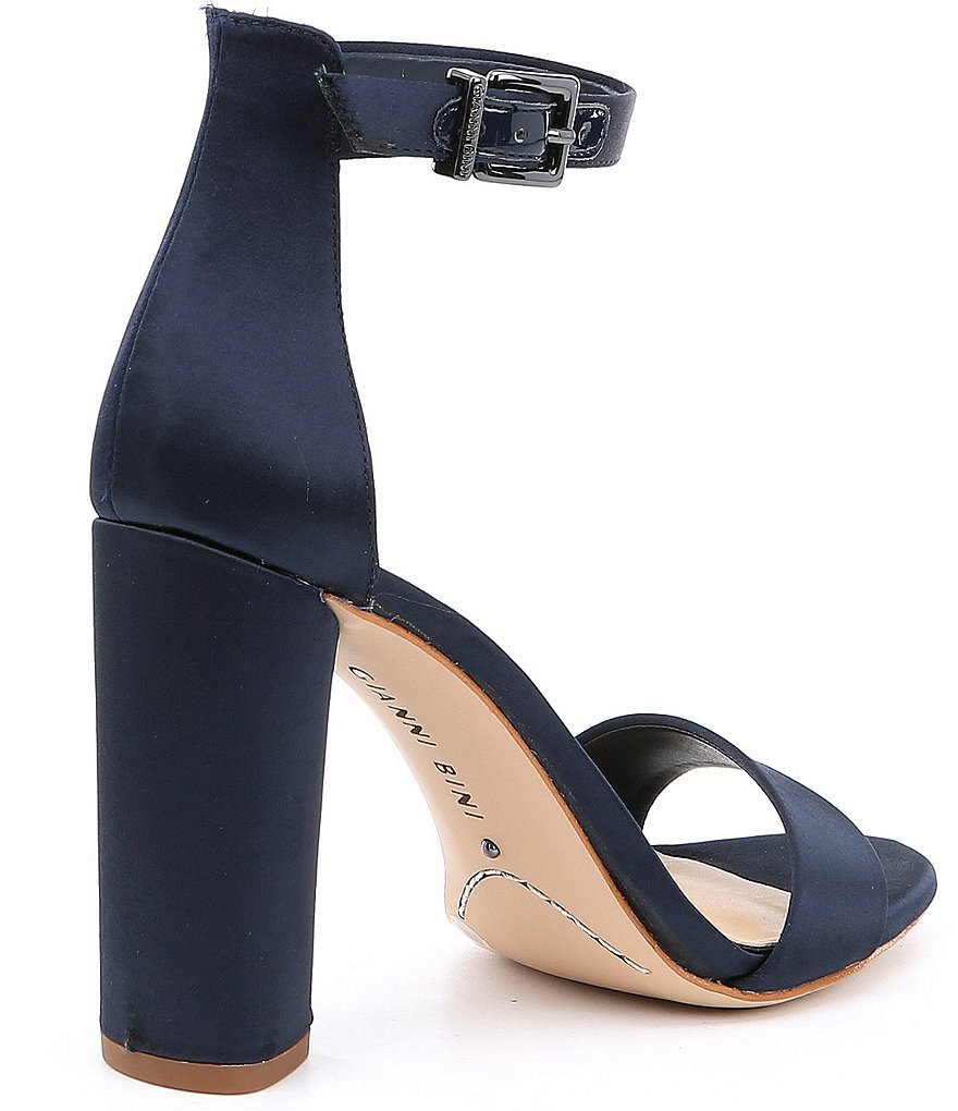 Gianni Bini Joenah Satin Ankle Strap Block Heel Dress Sandals