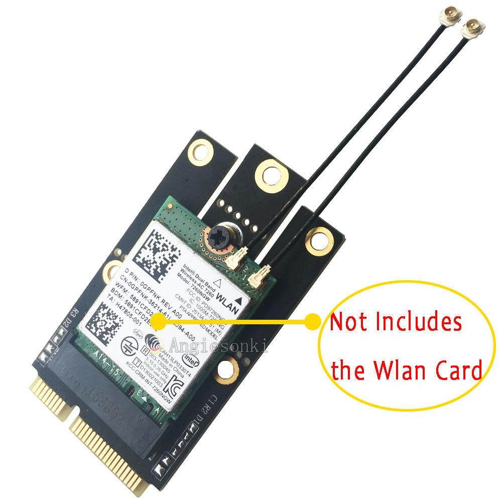 M.2 (NGFF) WIFI WLAN Card Module to Mini PCI-E Express Adapter Converter& IPEX4 TO IPEX1 Antenna 2pcs for Intel 7260 3160 8260