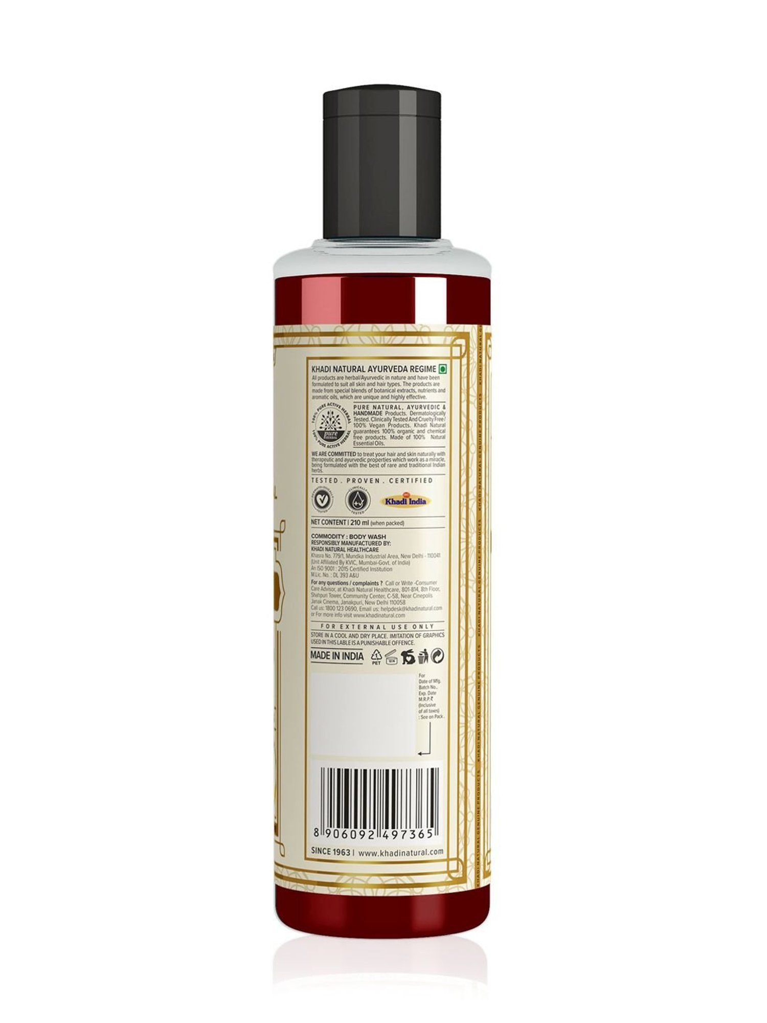 Khadi Natural Sandalwood & Honey Body Wash - 210 ml