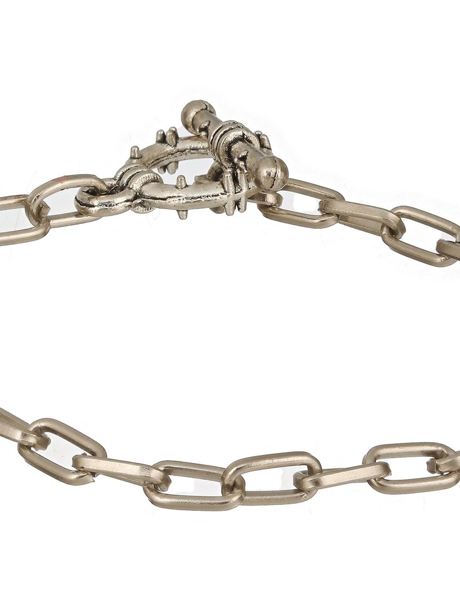 Aatmana Men Silver-Toned Rhodium-Plated Link Bracelet