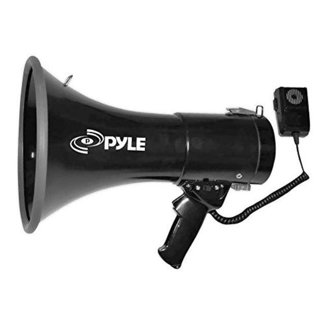 pyle megaphone speaker pa bullhorn  with builtin siren 50 watts & adjustable volume control  ideal for football, baseball, hockey, cheerleading fans & coaches or for safety drills  pmp53in