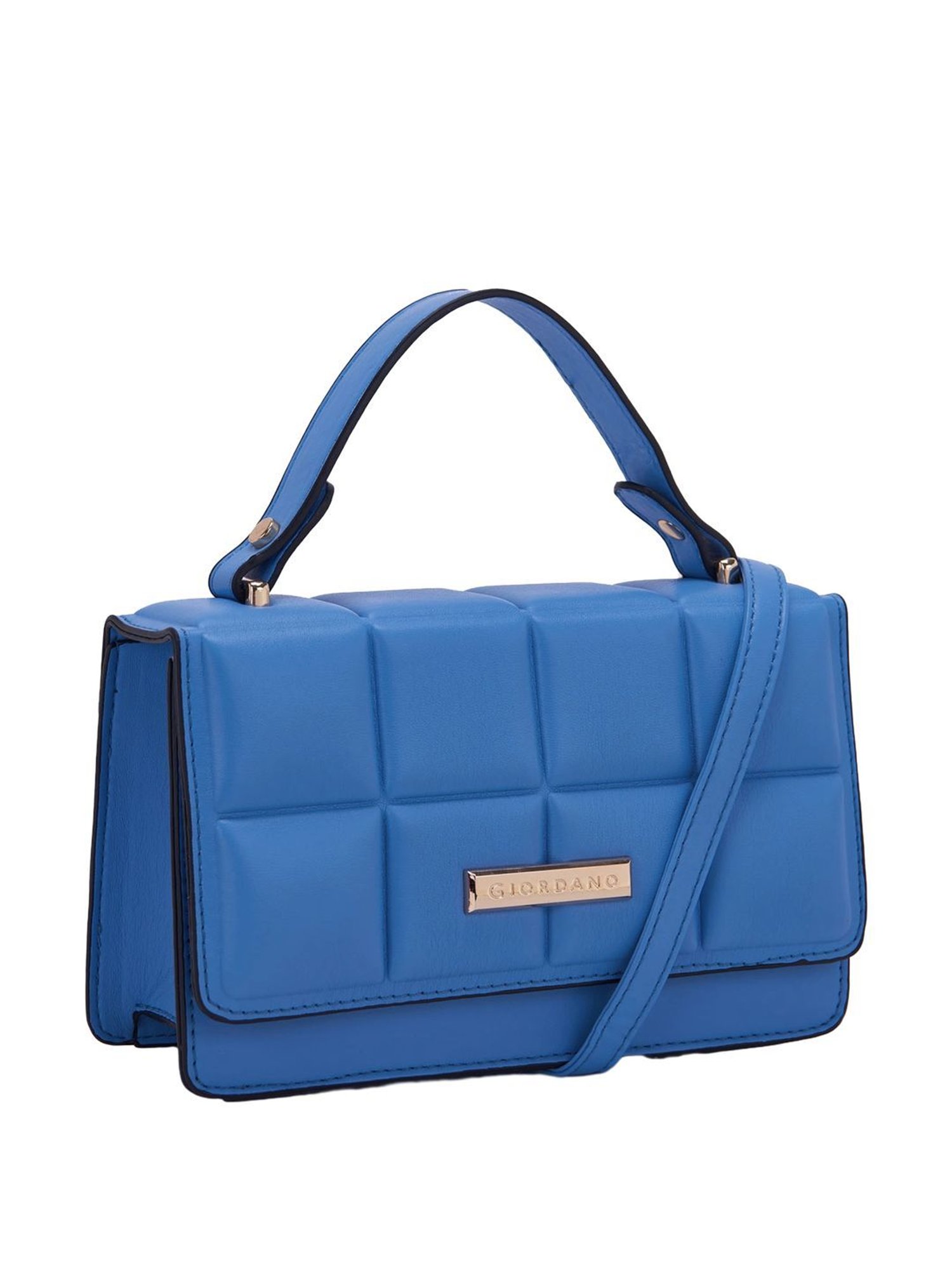 Giordano Blue Quilted Medium Satchel Handbag
