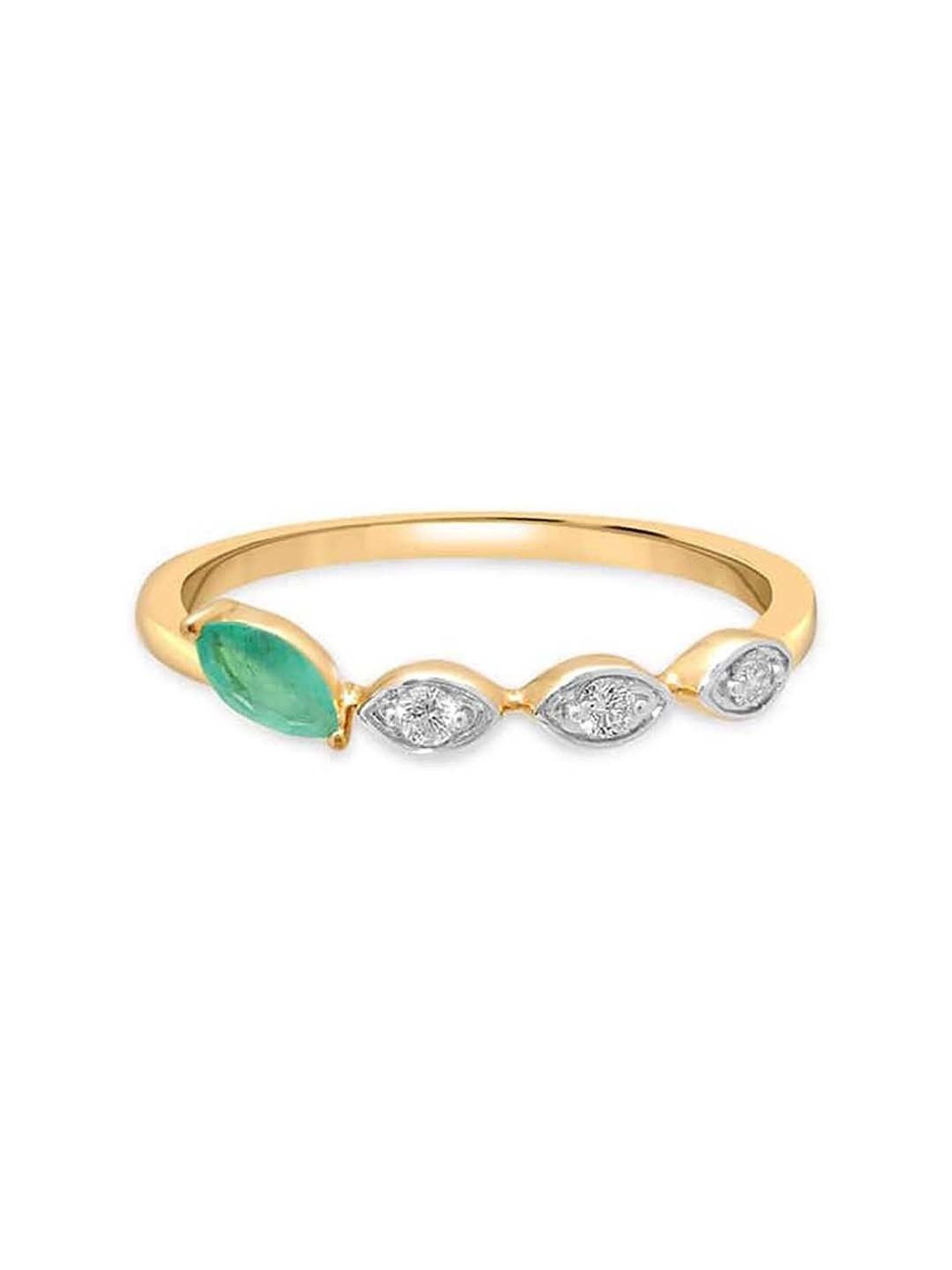 Mia By Tanishq Nature's Finest 14k Yellow Gold Spellbound Whispers Emerald Diamond Ring