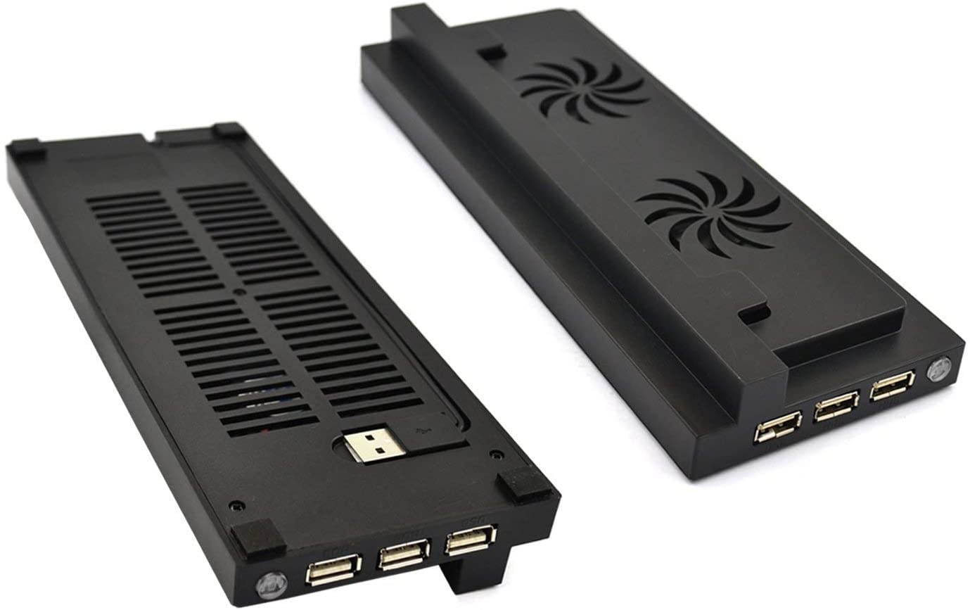 Xbox One S Vertical Stand with Cooling Fan, ELM Game Console Stand for Xbox One S with 3 USB Ports