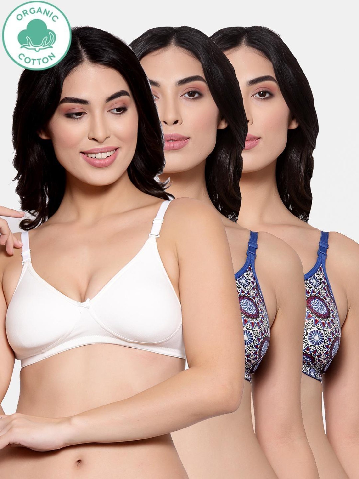 Inner Sense Multicolor Printed Bra (Pack of 3)