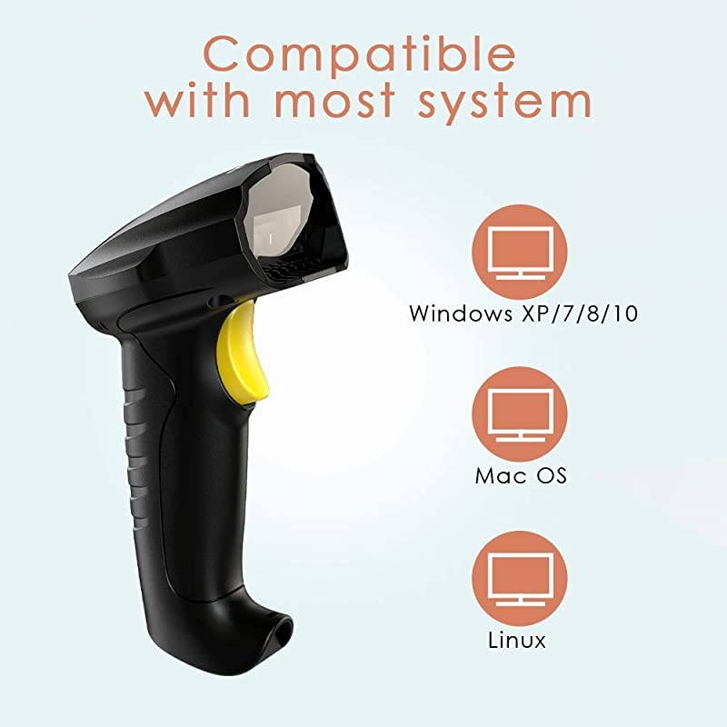 2D Barcode Scanner USB Wired Bar Code Reader Handheld Automatic Image Scanner Datamatrix PDF417 QR Code for Screen Scanning Work with Windows Mac Linux PC POS