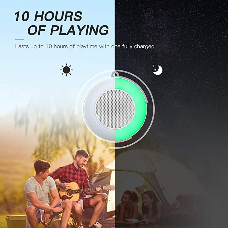 Waterproof Bluetooth Speaker  Shower Speaker Touch Control 3 Warm Light amp 7 Colors Night Light Portable Wireless Speaker with HD Sound8H PlayFMHandsFree for HomeOutdoor Travel