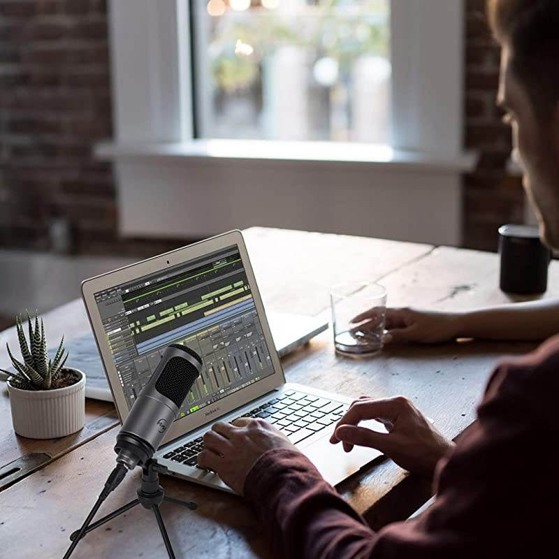 USB Microphone  PC Condenser Mic for Mac or Windows Laptop and Computer ZY905 Desktop Microphone for Gaming Recording Live Streaming YouTube Videos Gray