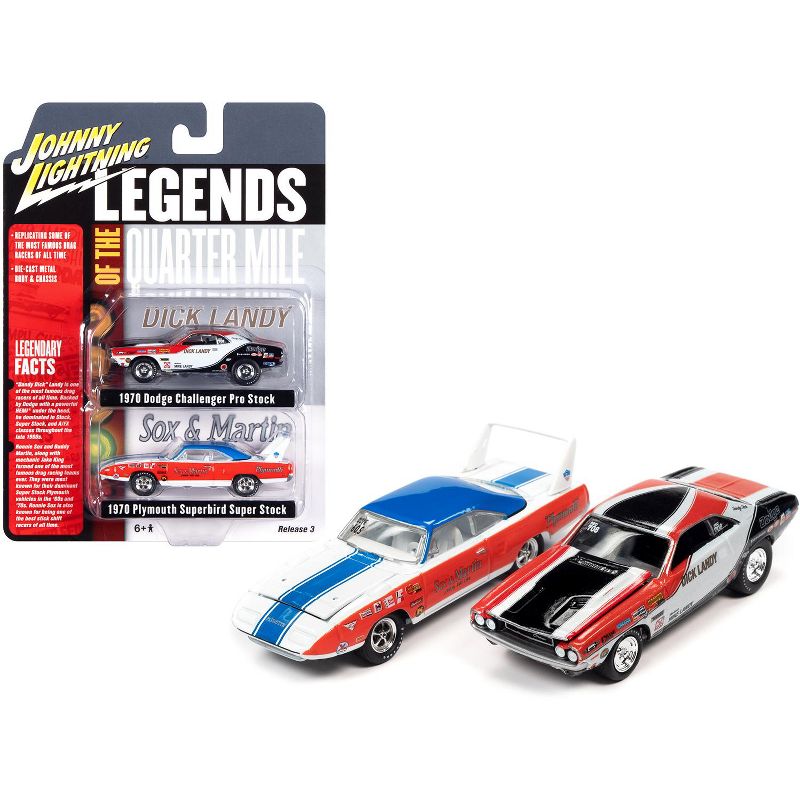 1970 Dodge Challenger & 1970 Plymouth Superbird "Legends of the Quarter Mile" Set of 2 Cars 1/64 Diecast Models Johnny Lightning