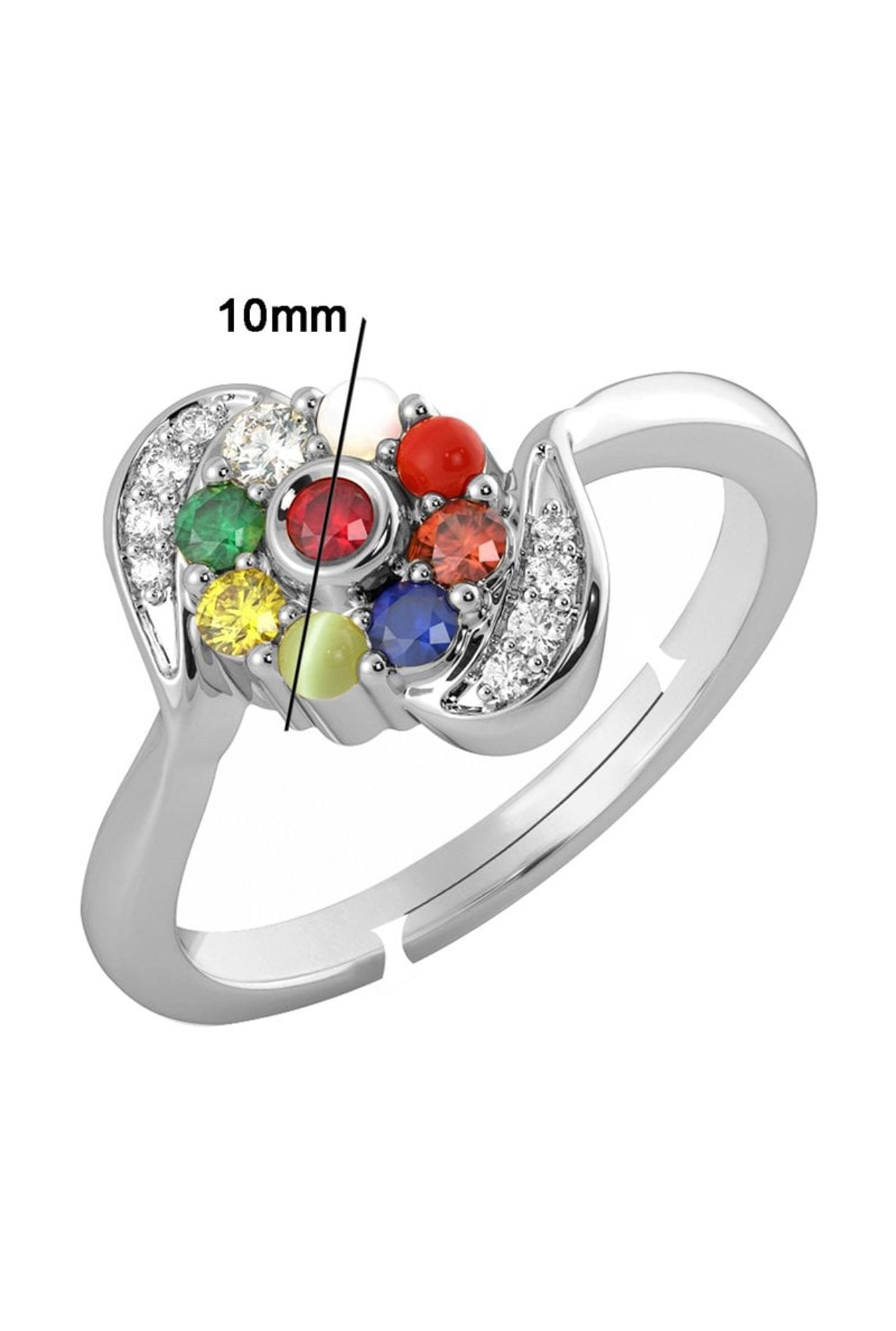 Clara Navratna Stone Nine Planets 92.5 Sterling Silver Ring