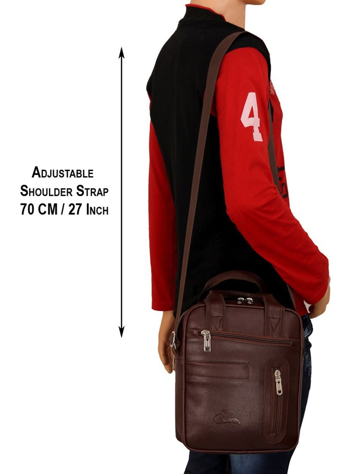 Leather World Brown Solid Medium Cross Body Bag