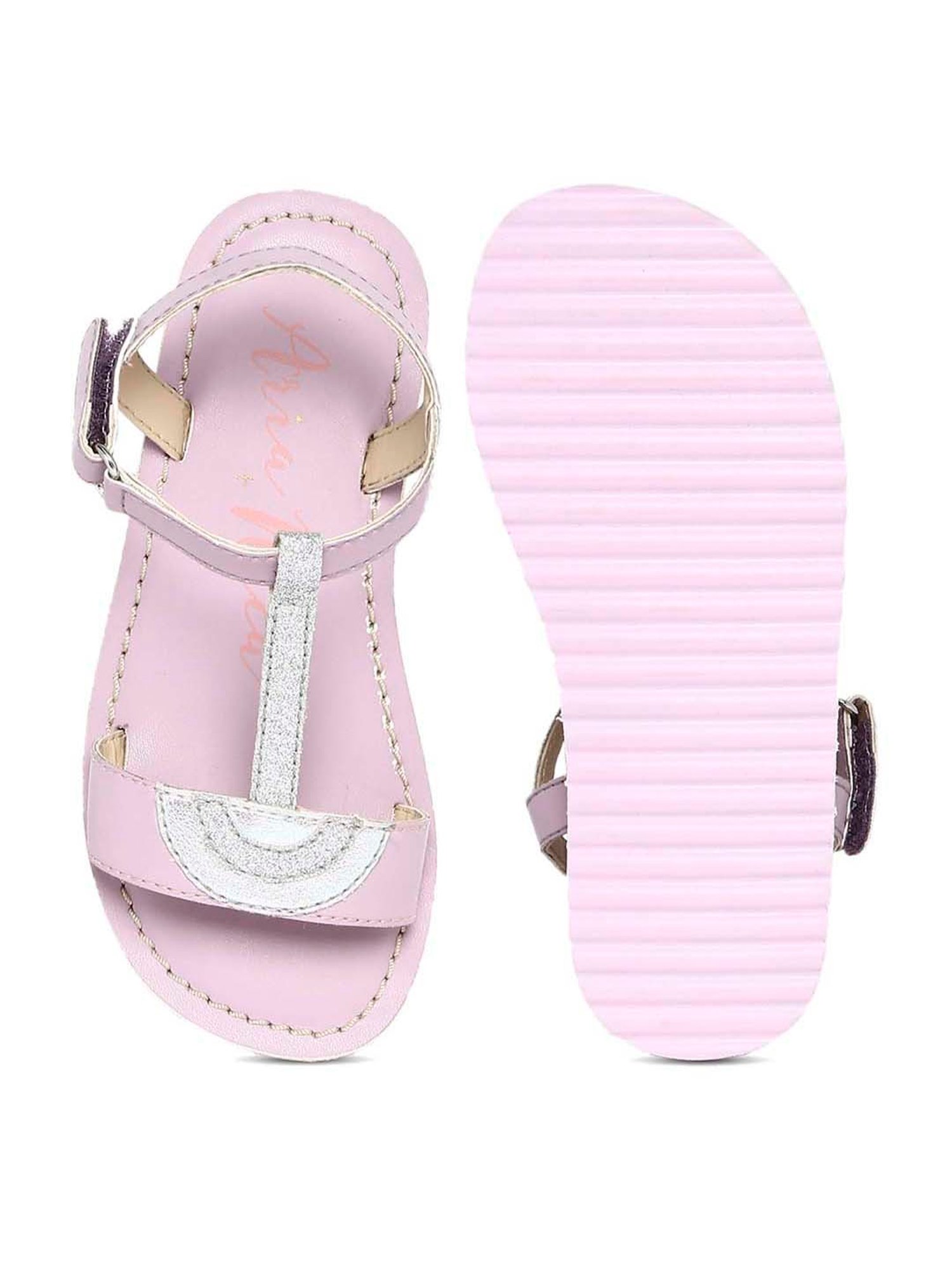 Aria Nica Kid's Magical Purple & Grey T-Strap Sandals
