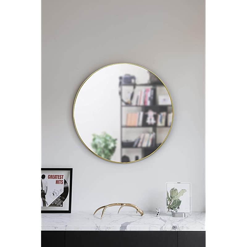 Hubba Round Mirror, 18-Inch, Brass