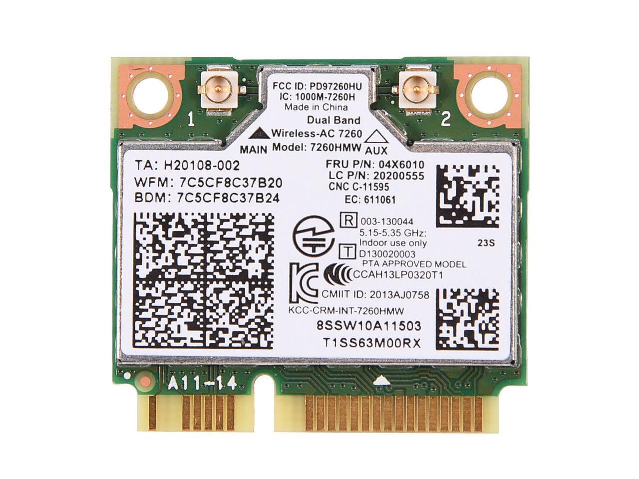 Haoztec For Intel 7260HMW Dual Band Wireless-AC 867Mbps 802.11AC Wifi BT 4.0 PCI-E Card FRU:04X6010