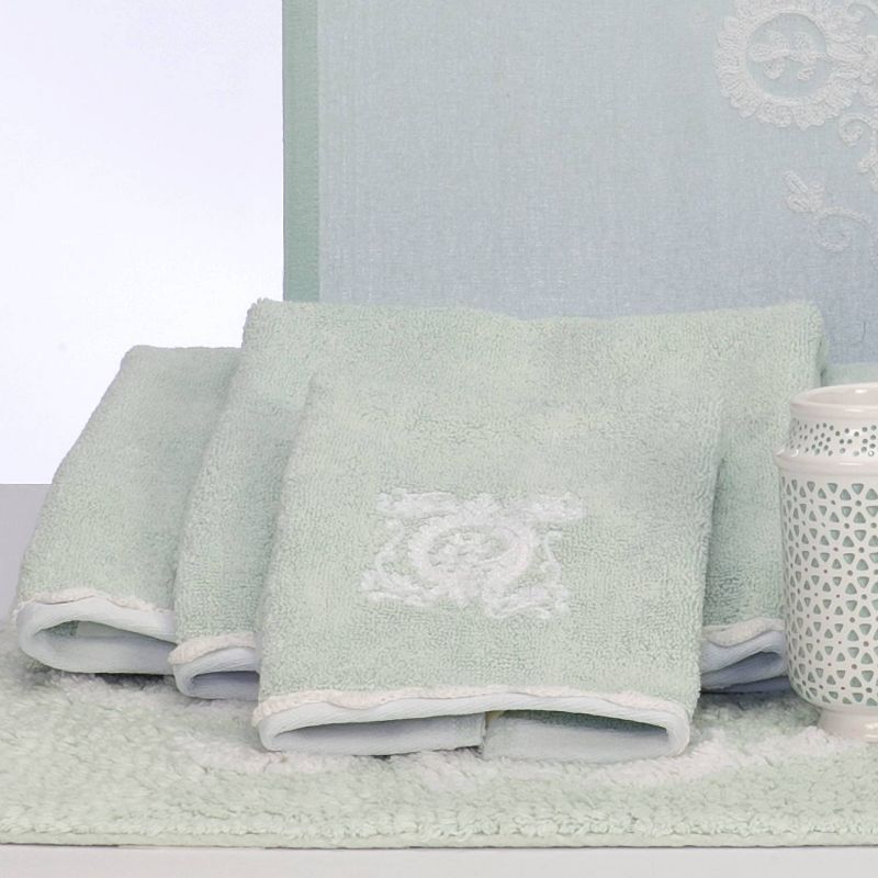 6pc Boho Towel Set Light Gray/White - Creative Bath
