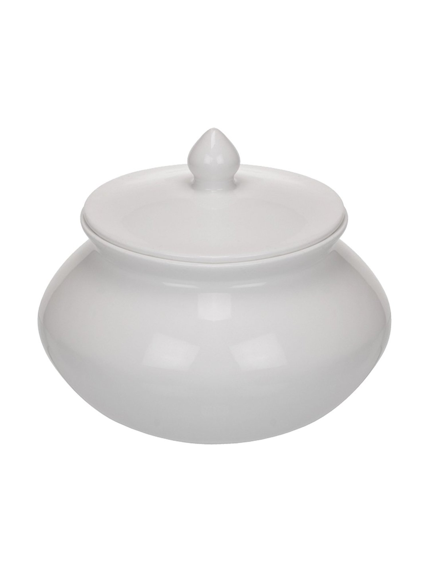 Clay Craft White Ceramic Serving Pot (1000 ml)