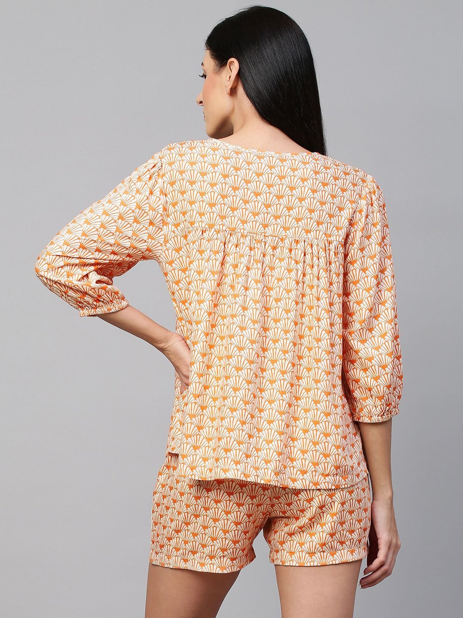 Chemistry Coral & White Printed Top With Shorts