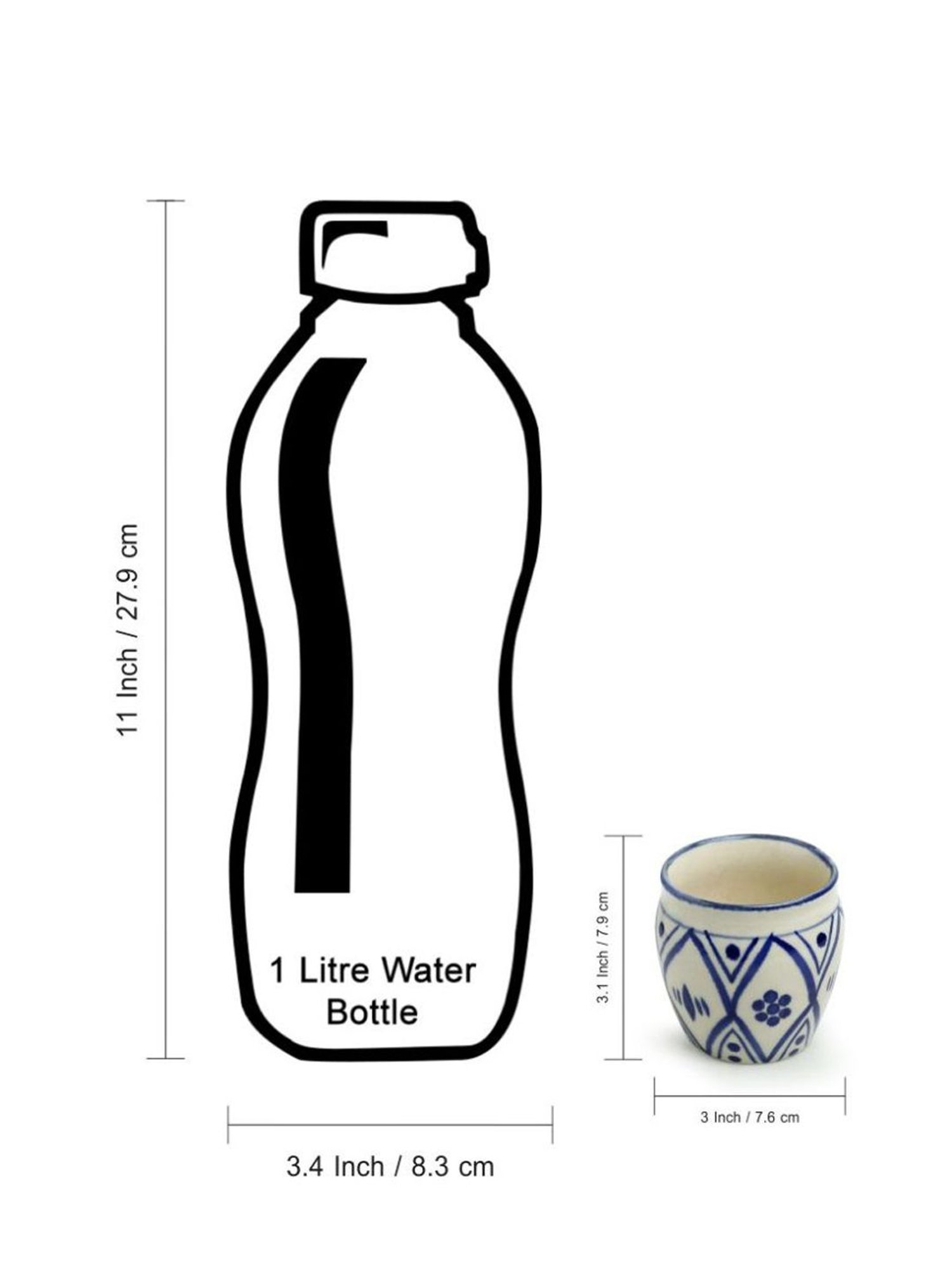 JCPL White & Red Ceramic Cup (0.18 L) - Set of 6