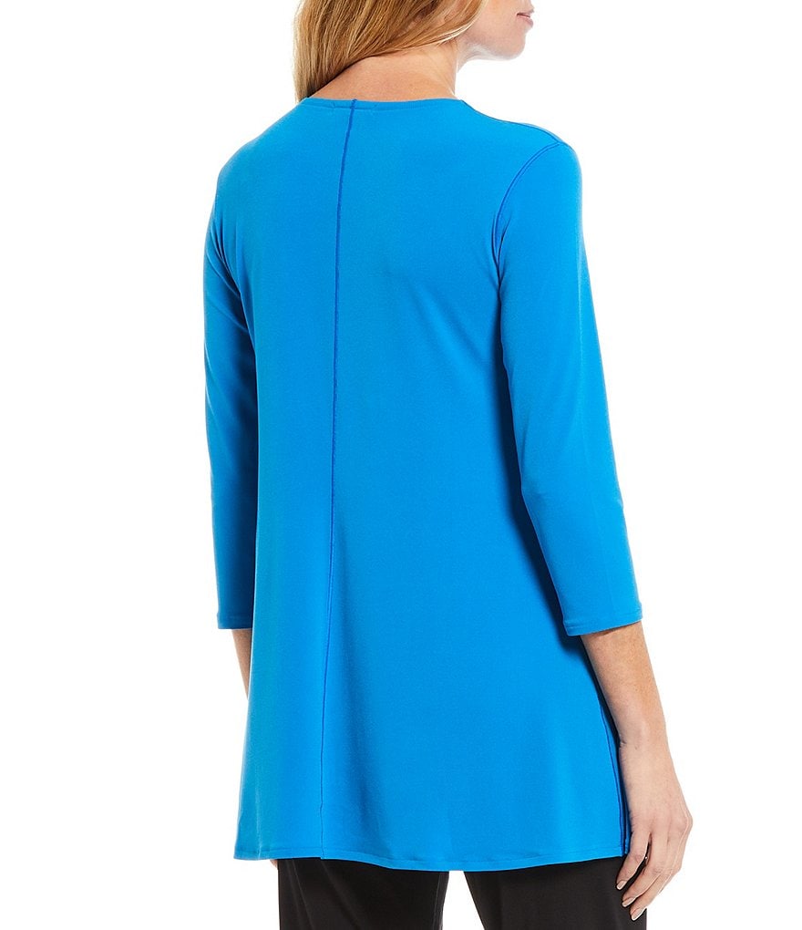 Eva Varro Five Beams Crew Keyhole Neck 3/4 Sleeve Tunic