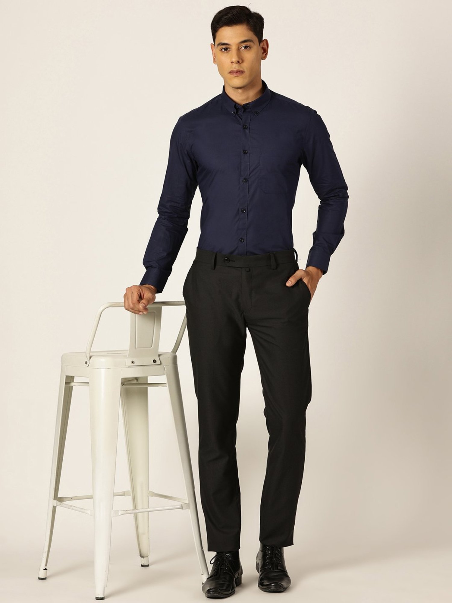 Thomas Scott Navy Smart Fit Cotton Shirt