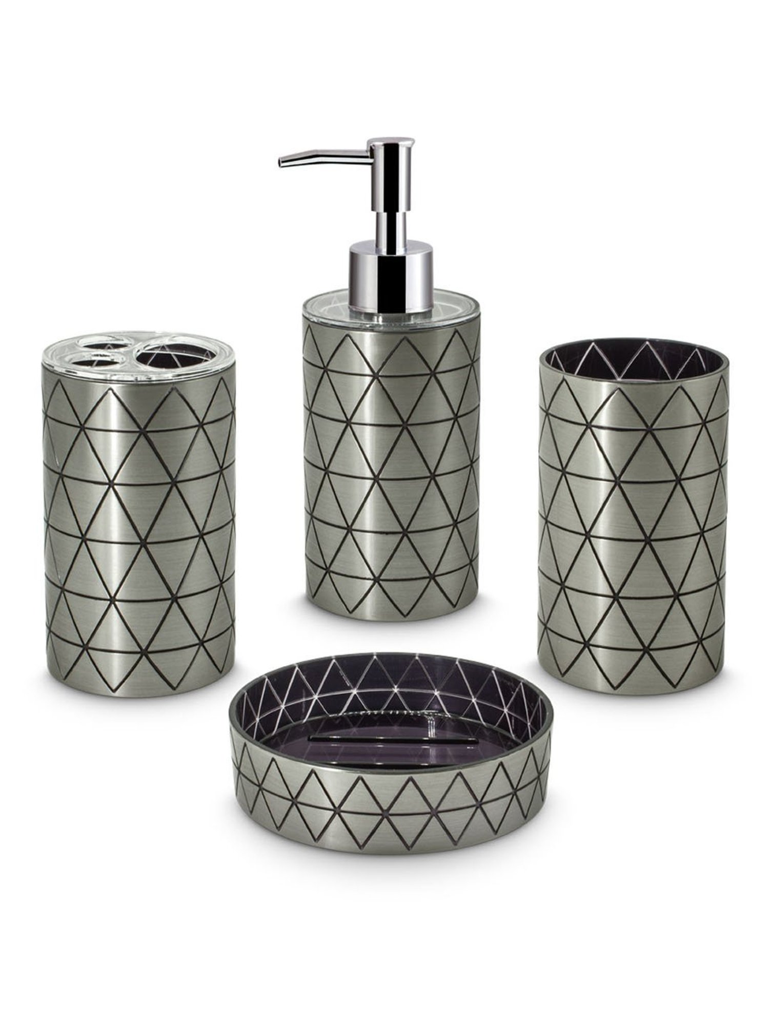 Freelance Silver Polyresin Set of 4 Bathroom Accessories