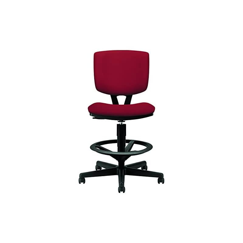 Volt Task Stool - Upholstered Adjustable Office Stool, Crimson (H5705)